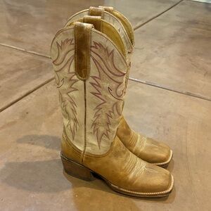 Tan and Cream Western Cowboy Boots